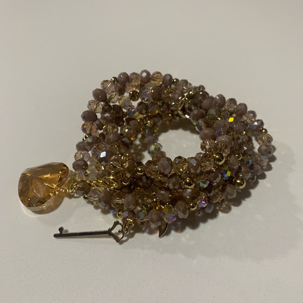 Elegant Gold and Brown Beaded Bracelet